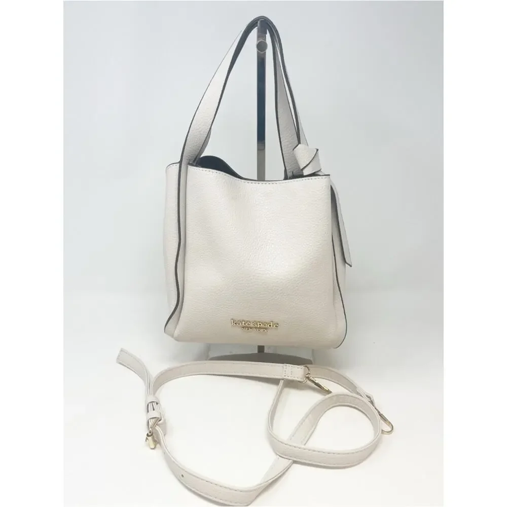 Kate Spade Cream Pebbled Leather Shoulder Tote with Crossbody Strap
